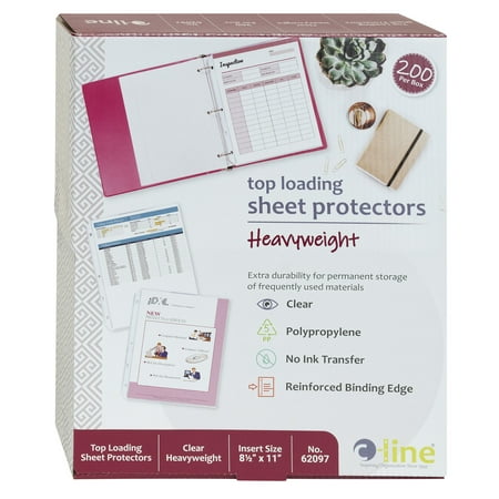 C-Line Heavyweight Polypropylene Sheet Protector, Clear, 2", 11 x 8 1/2, 200/BX
