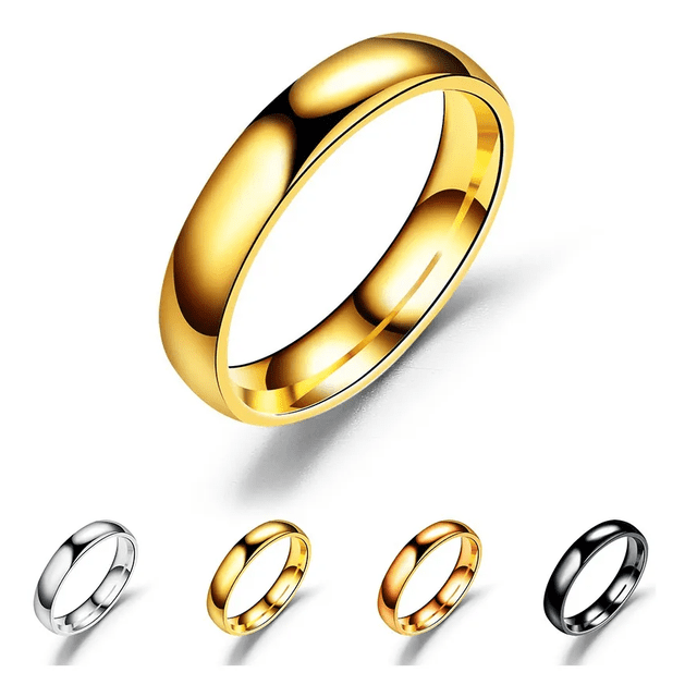 Anillo De Pareja De Titanio Liso De Acero Inoxidable Simple Xtellar dorado