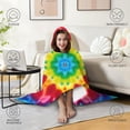 thumbnail image 4 of Wearable Blanket,Colorful Tie Dye Mandala Pattern Hooded Wearable Flannel Blanket for Adults & Teens,Winter Poncho Shawl Wrap Cape Cozy Anti-Pill,50"x60", 4 of 5