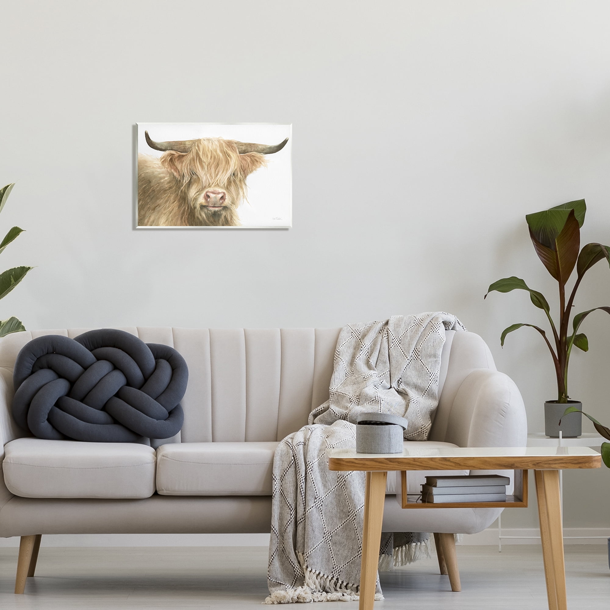 Stupell Industries Longhorn Cattle Painting Animals & Insects Painting Unframed Art Print Wall Art, 19 x 13
