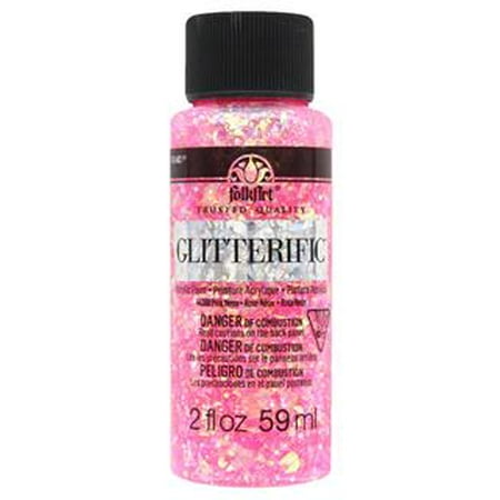 2oz glitterific folkart neon acrylic paint pink