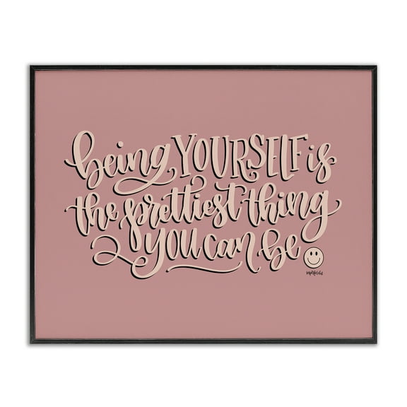 Stupell Industries Being Yourself is Prettiest Text & Numbers Painting Black Framed Art Print Wall Art, 14 x 11