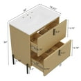 thumbnail image 4 of 30" Fluted Design Modern Freestanding Vanity Cabinet, Modern Bathroom Cabinet with Soft Close Drawers, Freestanding Vanity with Ceramic Sink for Bathroom, Natural, 4 of 7