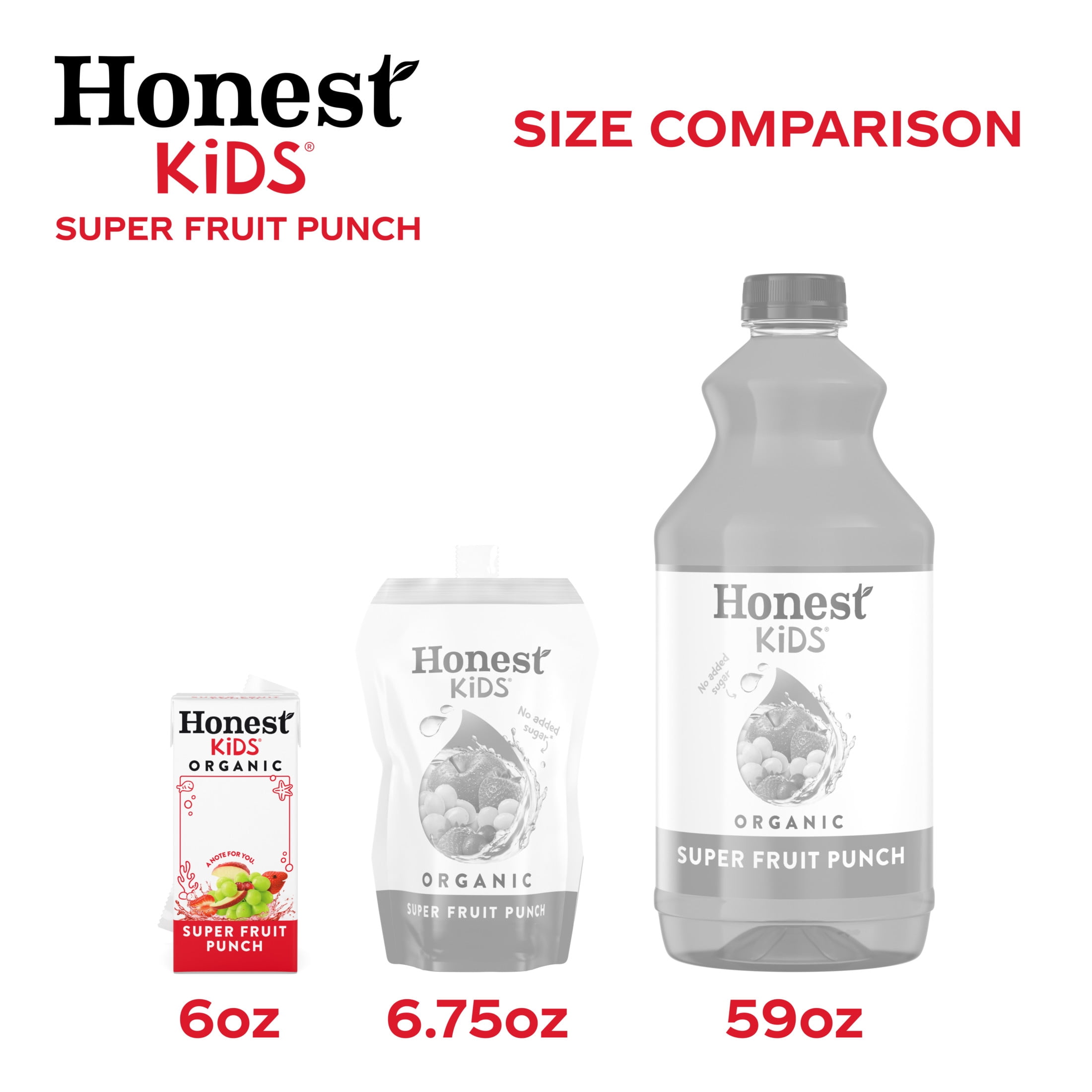 Honest Kids Super Fruit Punch Organic Juice Drink Cartons, 6 fl oz, 8 Pack