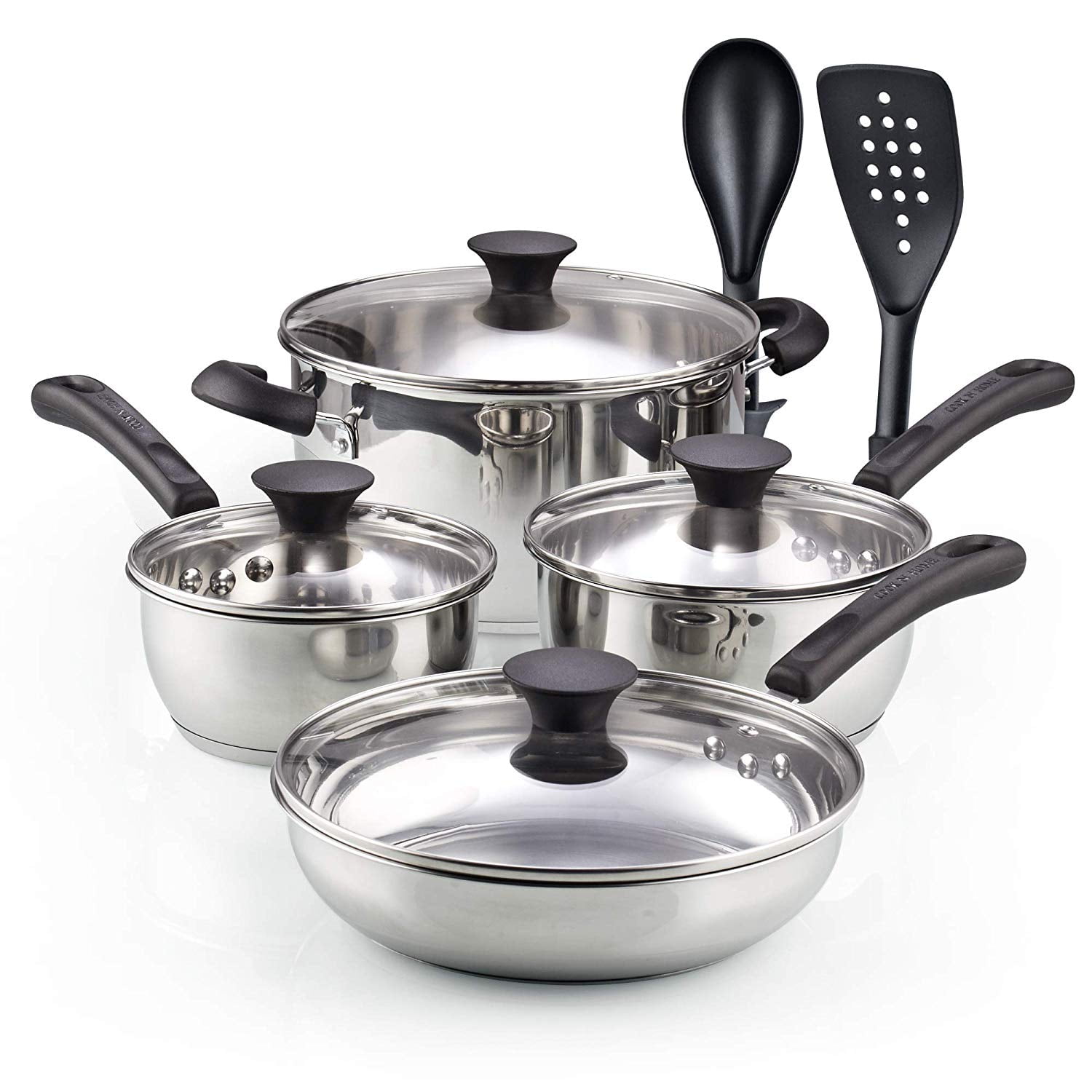 Cook N Home 02642, 10 Pieces pots and pans Stainless Steel Cookware Set ...