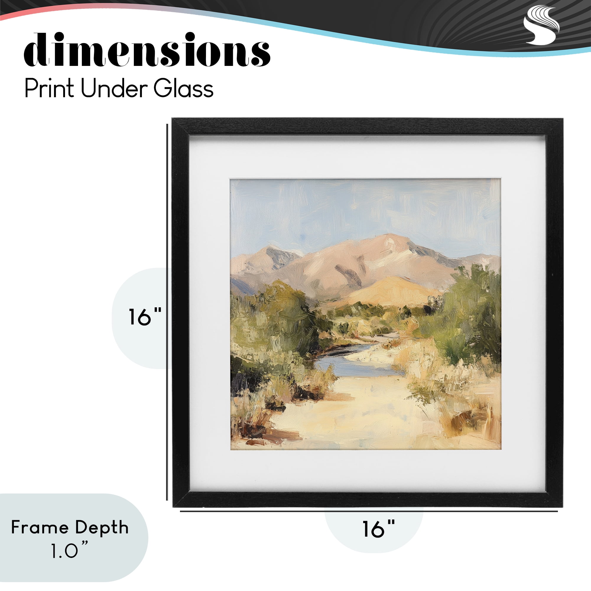 Stupell Industries Beige Desert Mountain Stream Black Framed Print Under Glass, design by Petal Prints Design