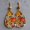 #1, variant on Ethnic Colorful Flower Leaf Pattern Wood Beads Teardrop Statement Earrings