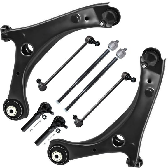 Detroit Axle - Front Lower Control Arms w/Ball Joints Sway Bar Links Tie Rods Replacement for 2009 2010 Town & Country Dodge Grand Caravan VW Routan