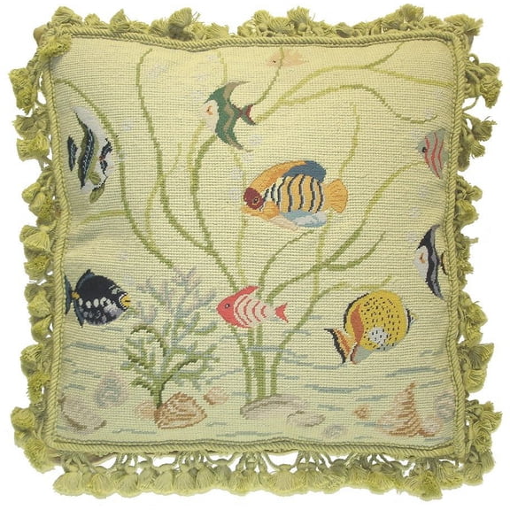 Needlepoint Fish Pillow 18"x18"