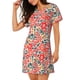thumbnail image 2 of Easygdp Small Coral Red Flowers Camisón de manga corta para mujer, informal, estampado, 2 of 6