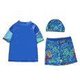 thumbnail image 2 of Bellafa Boys Two Piece Rash Guard Swimsuits Set with Swim Trunk Kids Short Sleeve Bathing Suit Swimwear Set With Hat, 2 of 6