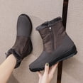 thumbnail image 6 of Bnwani Boots for Women Winter Fashion Pile Toe Flat Mid-Calf Ankle Fleece Warm Snow Boot Brown Size 6.5, 6 of 7