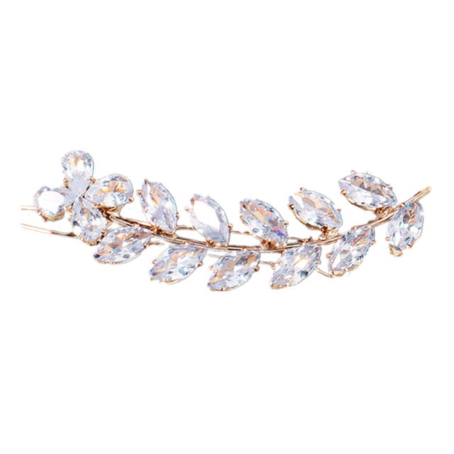 Shisuyan Hair Clip Golden Zircon Metal Copper 1Set 2.2x0.7in