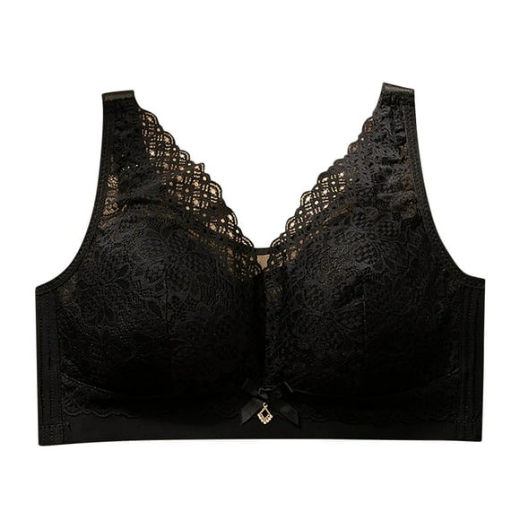 Full Figure Bras Women Padded Bra Feature V-Neck Nursing Bra Style W-1296 Black XL