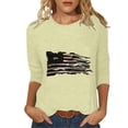 thumbnail image 2 of Dazajoo 4th of July 3/4 Length Sleeve Womens Tops American Flag Star Stripe Shirts USA Flag Patriotic T Shirt Summer Casual Independence Day Tee Tops for Women 2024 Flash Deals Today,Khaki,L, 2 of 6
