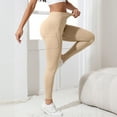 thumbnail image 6 of TrendOFT Thick High Waist Yoga Pants with Pockets Tummy Control Workout Running Yoga Leggings for Women Beige XXL, 6 of 9