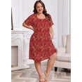 thumbnail image 6 of FEREMO 3 Pack Women's Plus Size Nightgown Short Sleeve Sleepwear Pleated with Pockets Sleepshirts, 6 of 8