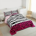 thumbnail image 3 of Homewish Abstract Zebra Pattern Bedding Comforter Set,Safari Leopard Print Twin Comforter Sets,Hotpink Black White Bedding Set For Girl Kids,Super Cozy Room Decor Reversible,2pcs, 3 of 8