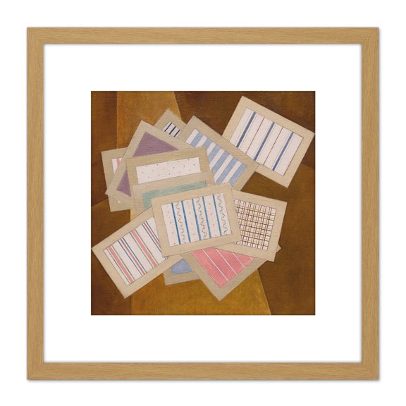 Demuth Spring Trompe L'oeil Cloth Swatches Painting 8X8 Inch Square Wooden Framed Wall Art Print Picture with Mount