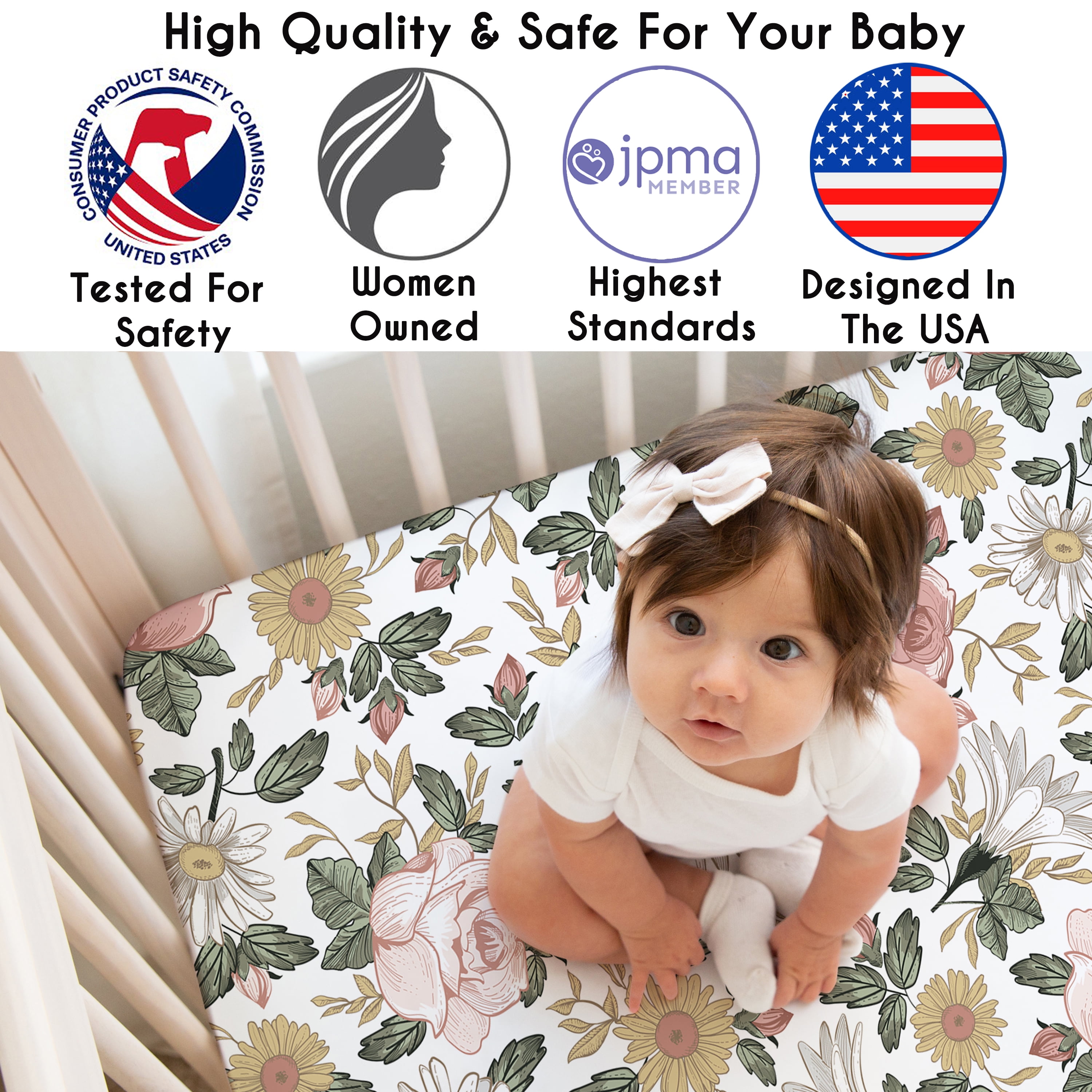 Sweet Jojo Designs Vintage Floral Girl Fitted Crib Sheets Set 3 Piece