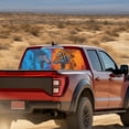 thumbnail image 3 of SEANATIVE Truck Window Graphic Decal Waterproof Perforated Vinyl Stickers UV Protection Car Rear Film Decal for Pickups Trucks, 66.9 x 22.4 Inch, Wolf Tiger Fire Pattern Red Blue, 3 of 7