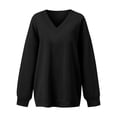 thumbnail image 6 of Oversized V Neck Long Sleeve Fleece Casual Pullover Sweatshirt for Women | Polyester Warm Autumn Layering Top, Daily Casual Weekend Outing Wear, Baggy Long Sleeve Pullover for Plus Size Women,3XL, 6 of 8