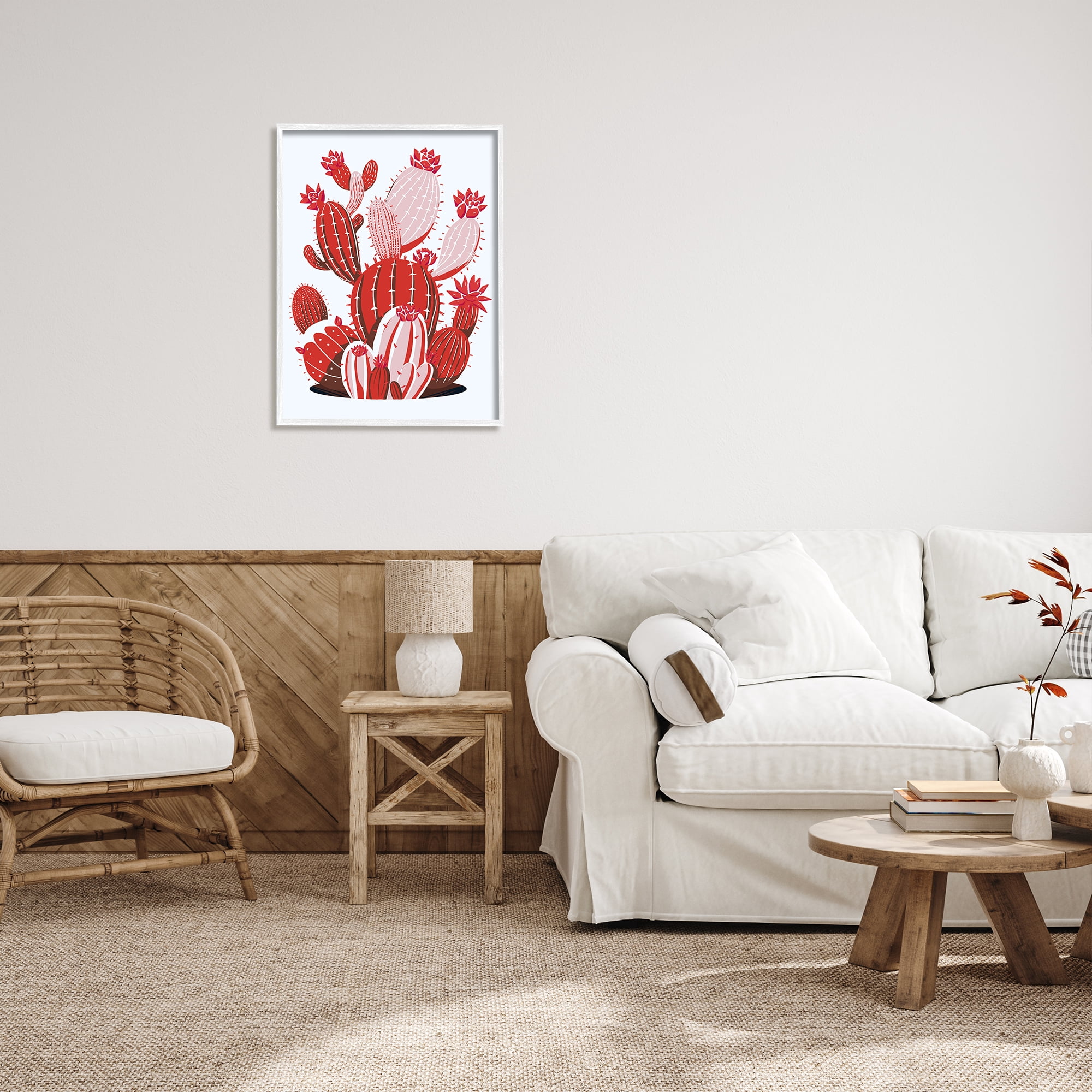 Stupell Industries Modern Red Cacti Botanical & Floral Painting White Framed Art Print Wall Art, 24 x 30