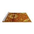 thumbnail image 2 of Ahgly Company Machine Washable Indoor Round Medallion Yellow Traditional Area Rugs, 3' Round, 2 of 4
