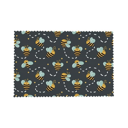 

Placemats Set of 4 for Kitchen Table Bees Move In Different Directions Indoor Outdoor Washable Non-Slip Heat Resistant Placemat Wipeable Dining Table Mats 12x18in