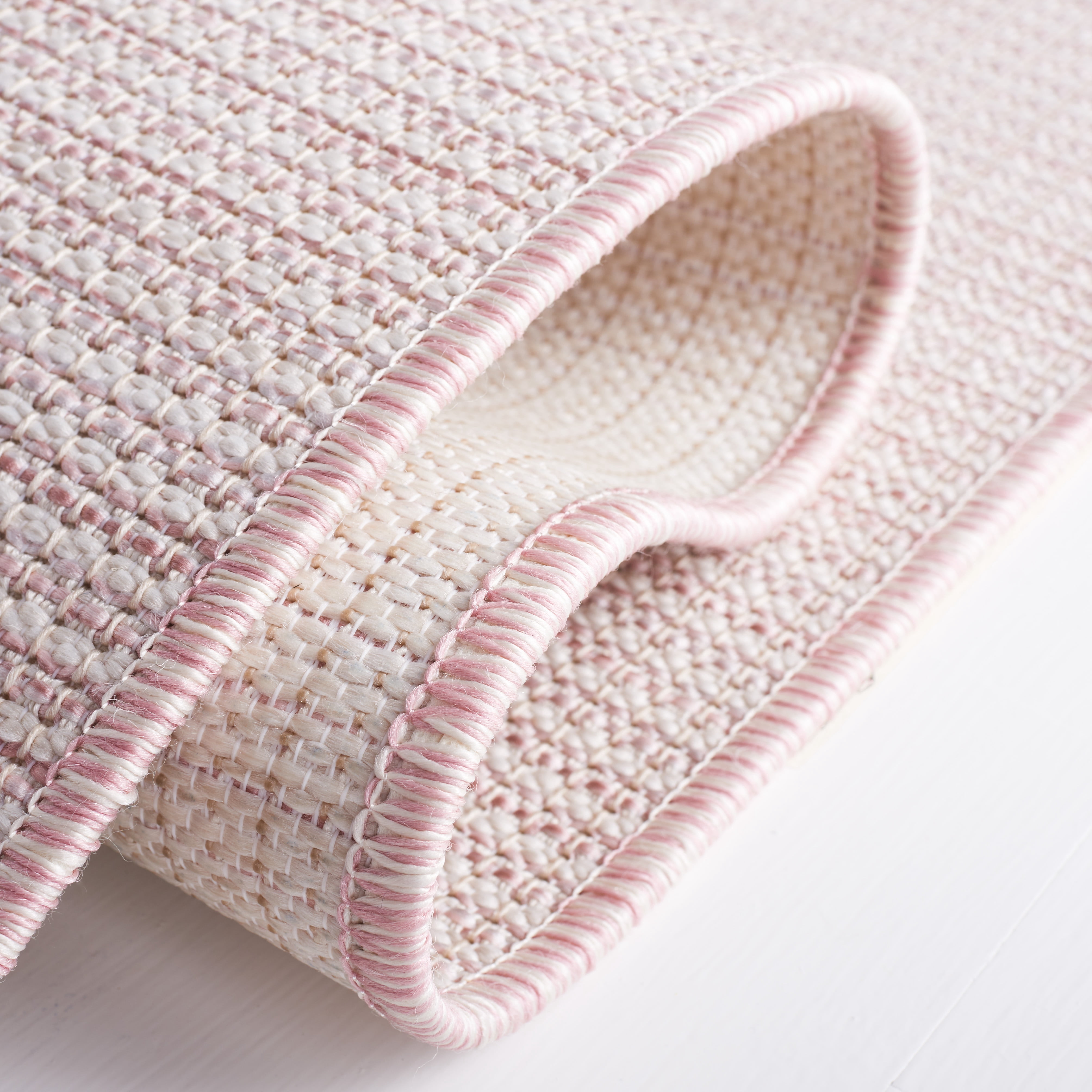 SAFAVIEH Martha Stewart Hampton Solid Indoor/Outdoor Runner Rug, Beige/Pink, 2' x 9'