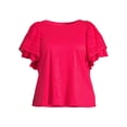 thumbnail image 5 of Terra & Sky Women's Plus Size Eyelet Flutter Sleeve Top, 5 of 5