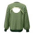 thumbnail image 6 of Womens Sweaters Stripe Open Back Contrast Color Loose Long Sleeve Tops Fall Winter Knit Blouse Daily Wear, 6 of 6