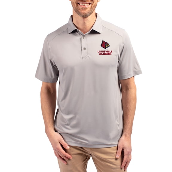 Men's-Cutter & Buck  Gray Louisville Cardinals Forge Alumni Eco Stretch Recycled Polo