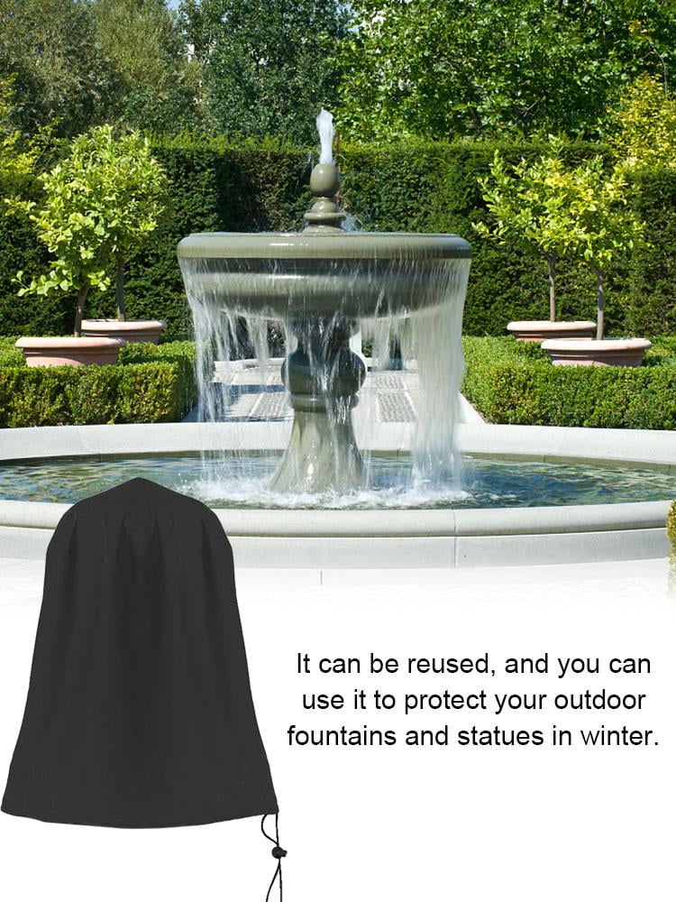 Black 36x42 Garden Fountain Covers for Winter 600D Oxford Waterproof Cover Outdoor Fountain Covers Waterproof Outdoor Statue Covers for Indoor Furniture Outdoor Garden Fountain Statue 
