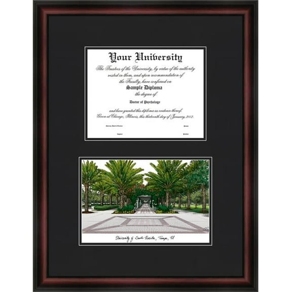 Campus Images FL989D 18''x 24'' University of South Florida Diplomate Lithograph Frame - Cherry and Black