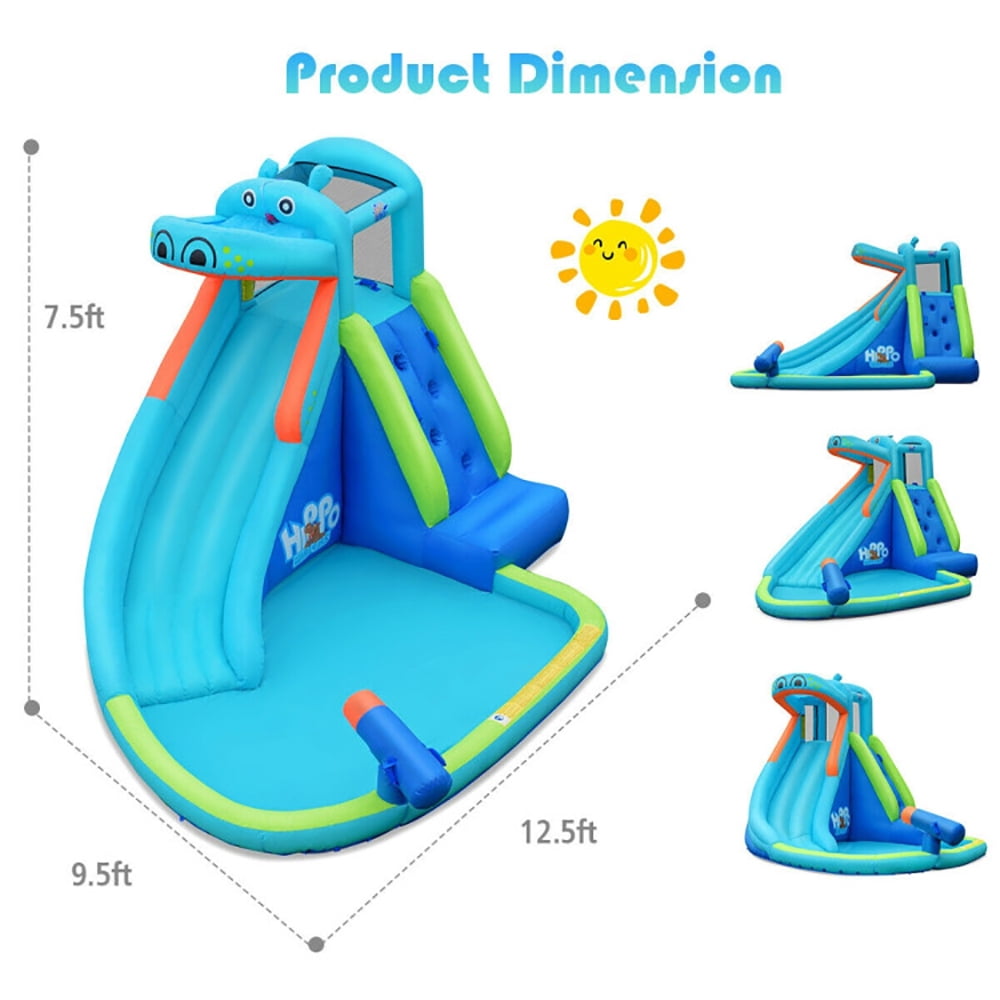 Aimee Lii Inflatable Water Pool with Splash and Slide without Blower, Bounce House Water Slide, Playhouse for Kids Outdoor
