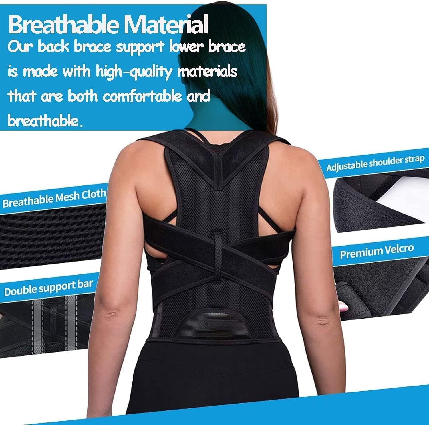 Posture Corrector for Women and Men, Adjustable Back Straightener Posture Corrector,Upper Lower Back Brace Support Belt for Men Women Body Neck Shoulder Trainer (XXXL, Black)