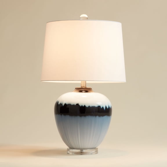 360 Lighting Hulda 26" High Small Mid Century Modern Table Lamp Blue Finish Art Glass Single White Shade Living Room Bedroom