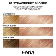 LOreal Paris Feria Shimmering Permanent Hair Color, 82 Strawberry Blonde (Light Rose Blonde), 1 Kit