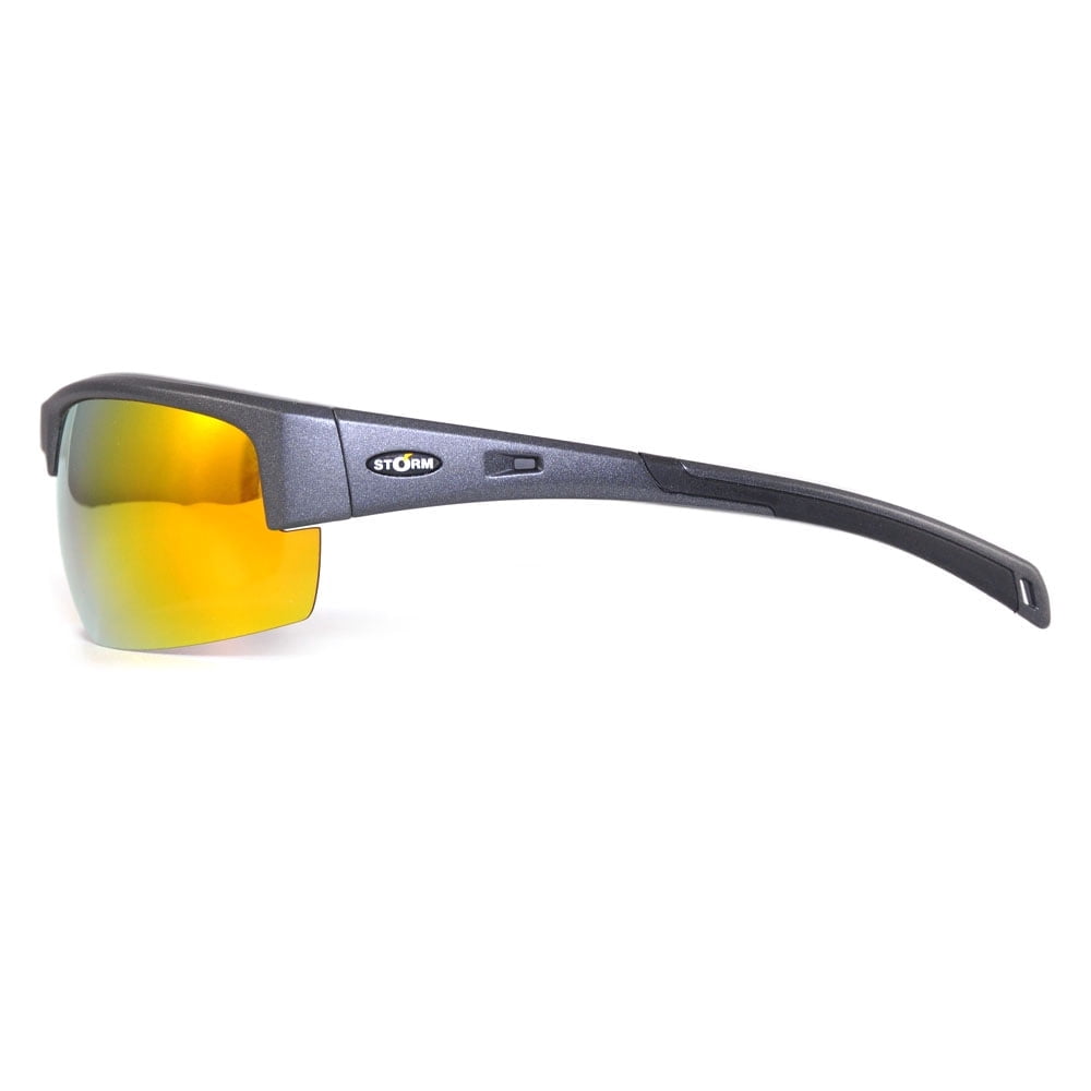Storm Polarized Adult Half Frame Sports Fishing Sunglasses, STF-601121A, Black with Deep Blue Lens(4 Pack)