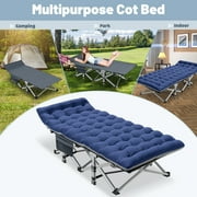 MOPHOTO XL Heavy Duty Folding Camping Cot, 75 Portable Folding Bed for Adults, Rollaway Bed Sleeping Cot with Pearl Mattress, Outdoor Camping Cot