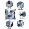 thumbnail image 6 of Throw Pillow Covers, Navy Blue Checkered 16x16 Pillow Covers for Couch/Sofa/Bed, Vintage Floral Abstract Art Decorative Square Linen Cushion Pillowcase for Home Decor, 6 of 9