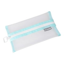 Yhmxh Pencil Pouch Clear Makeup Bags Nylon Mesh Pen Pouch with Zipper Pencil Case Stationery Storage Bag for Home Office Supplies Cosmetics Travel Accessories (Blue)