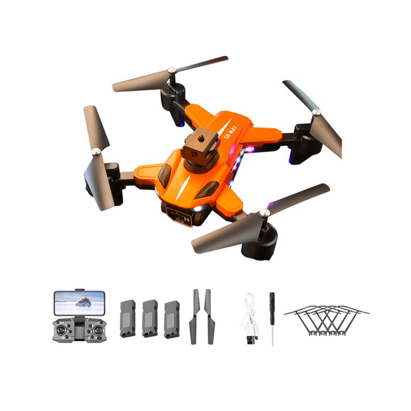 8K HD CáMara Dual Drone Control Remoto AvióN Juguetes con FuncióN AutomáTica de EvitacióN de ObstáCulos para NiñOs BateríA de 3 Piezas