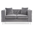 thumbnail image 2 of Passion Furniture Paige 63 in. Gray Velvet 2-Seater Sofa with 2-Throw Pillow, 2 of 5