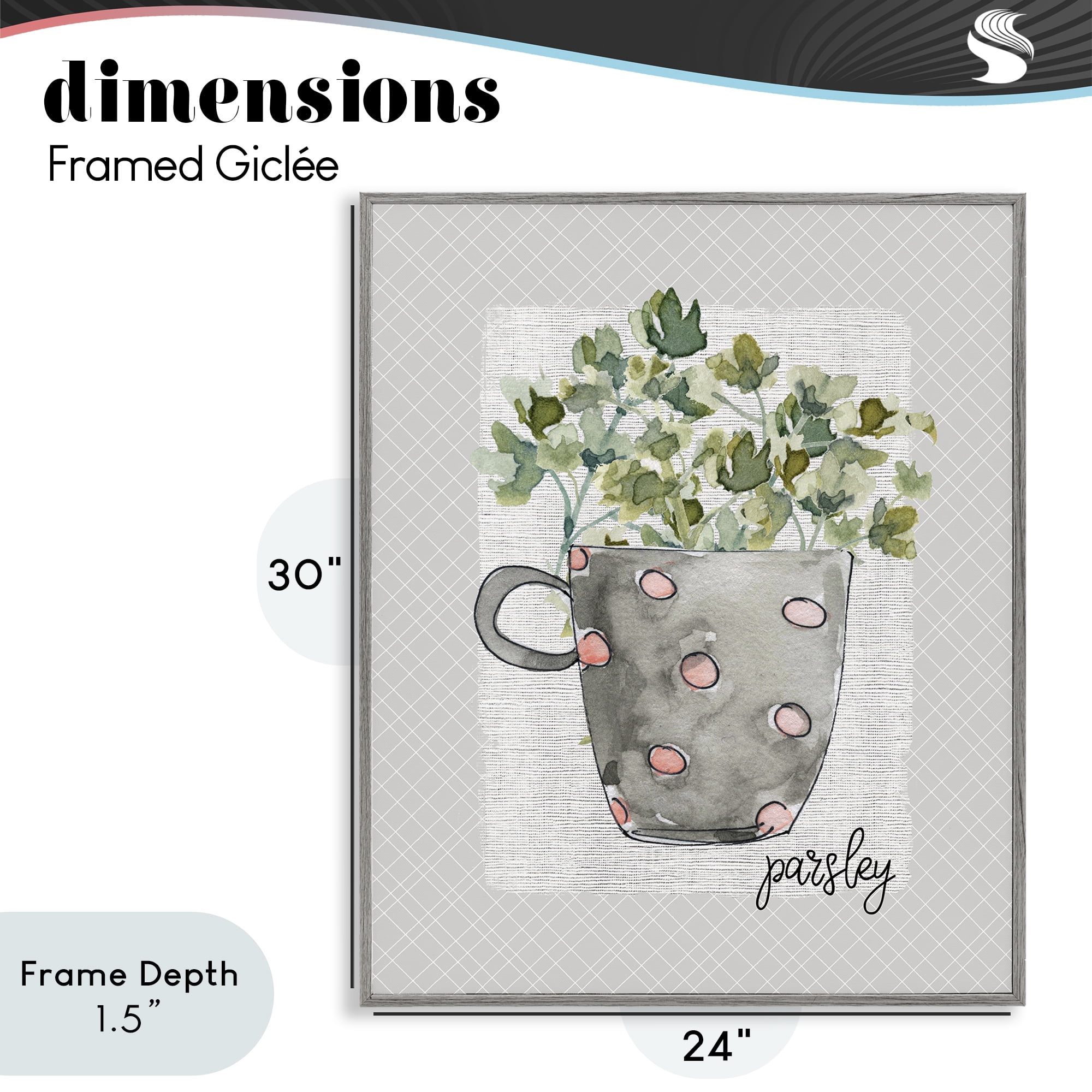 Stupell Industries Parsley Herb Mug Gray Framed Giclee Art, design by Livi Finn