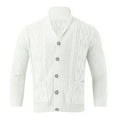 thumbnail image 5 of DHFJKG Mens Jacquard Knit Sweater Jacket Shawl Collar Long Sleeve Button Up Cardigan Outwear Solid Color Knitting Coat Fall Winter Soft Outerwear, 5 of 6