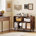 thumbnail image 2 of Costway Record Player Stand with Charging Station Open Shelves & Compartments Raised Legs Brown, 2 of 10