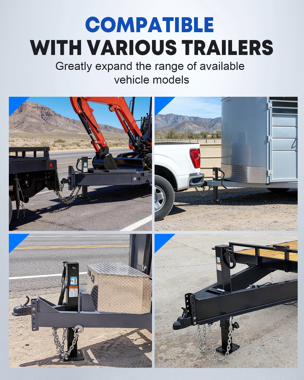 Kohree 12000lbs Heavy Duty Trailer Jack,Square Direct Weld,26" Vertical Travel,Adjustable Drop Leg & Ergonomic Handle for Lift Utility Trailer,RVs,Campers,Boat