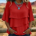 thumbnail image 2 of Enjoytime Summer Tops for Women Crew Neck Ruffle Half Sleeve Shirts Flowy Casual Loose Plus Size Womens Clothing, 2 of 7